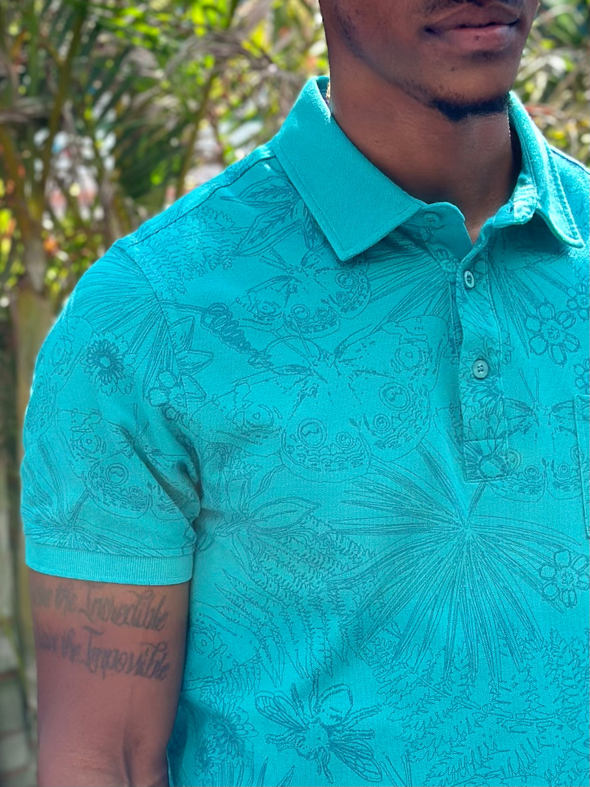 TABS Bermuda spring green polo shirt all over print