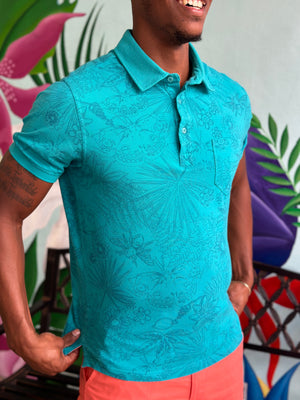 TABS Bermuda spring green polo shirt all over print