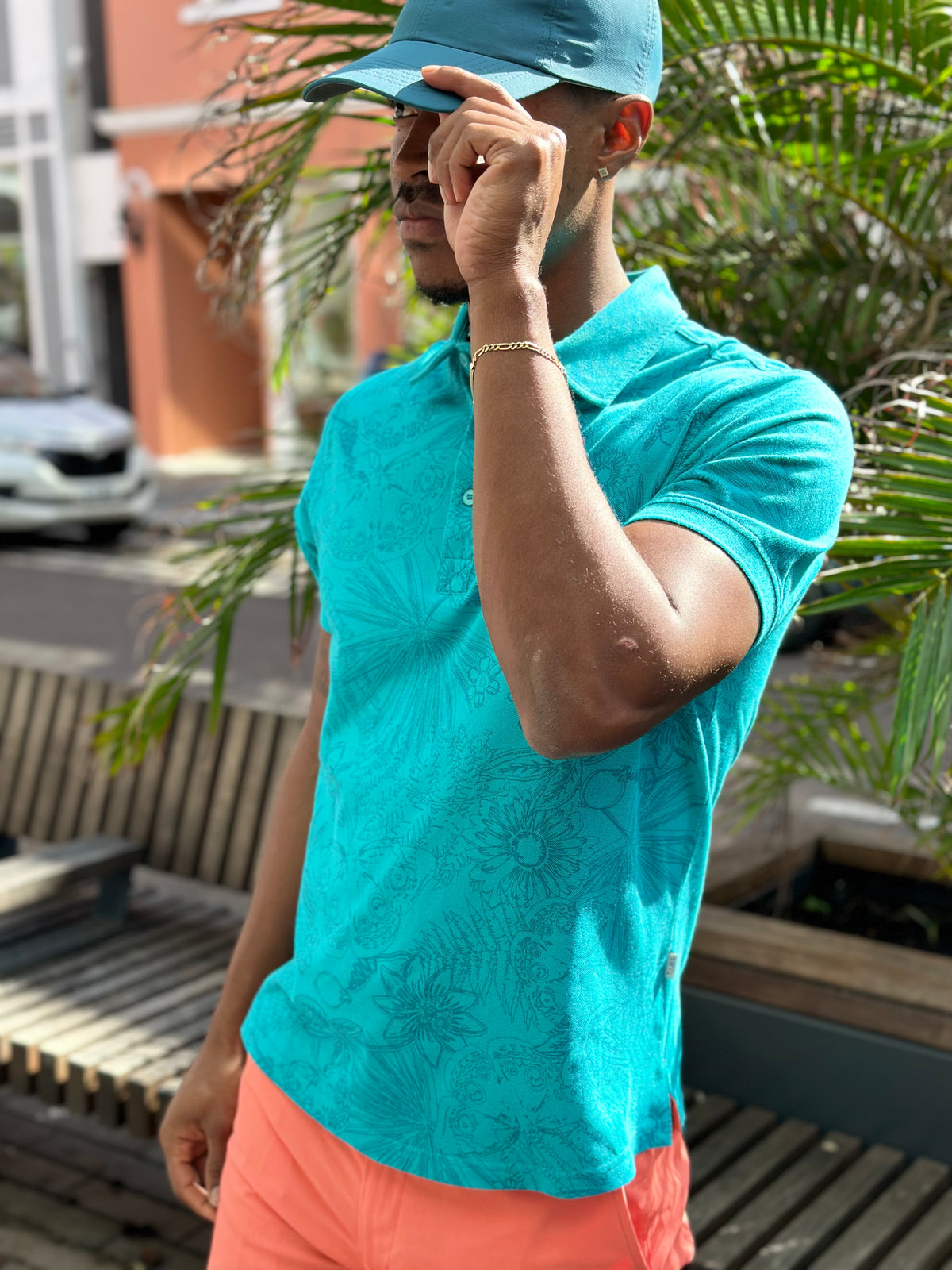 TABS Bermuda spring green polo shirt all over print