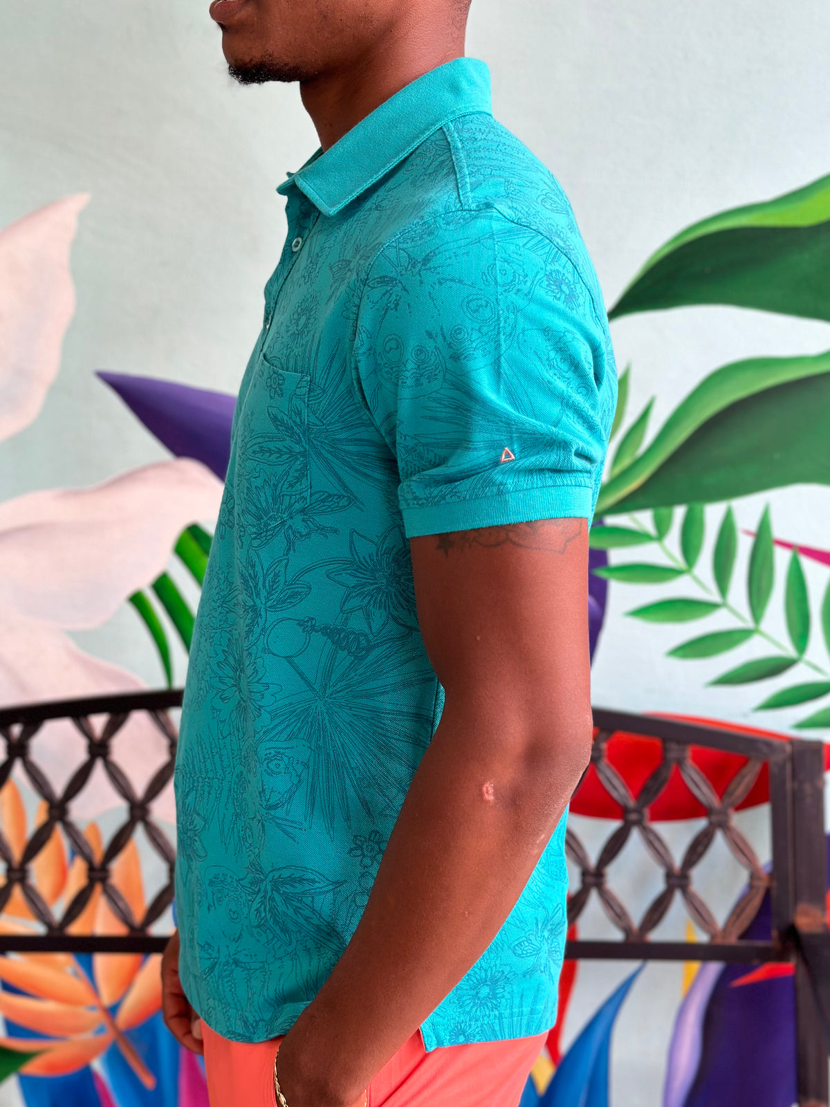 TABS Bermuda spring green polo shirt all over print