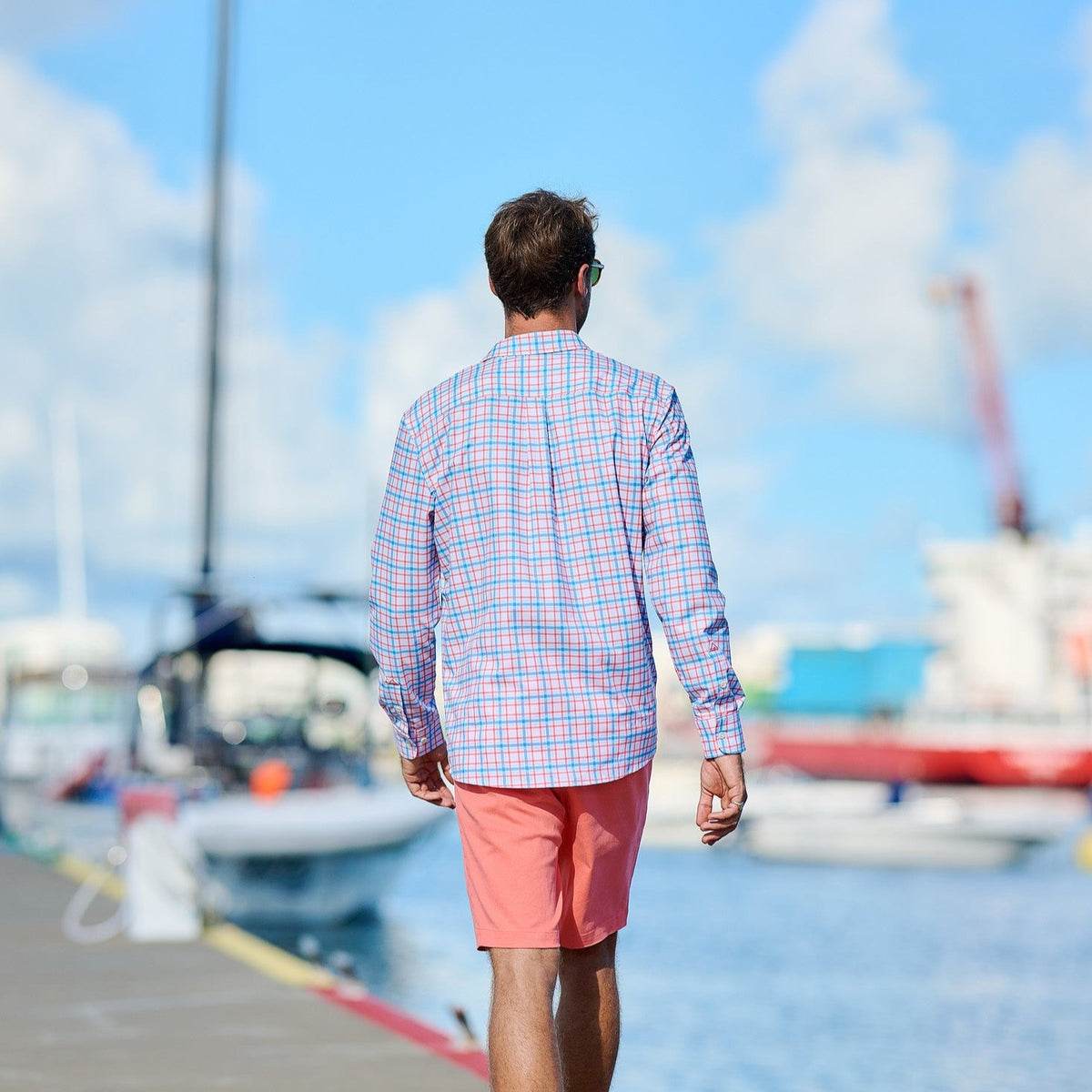 TABSBermuda_Mens_LSCheckShirt_Coral_Back