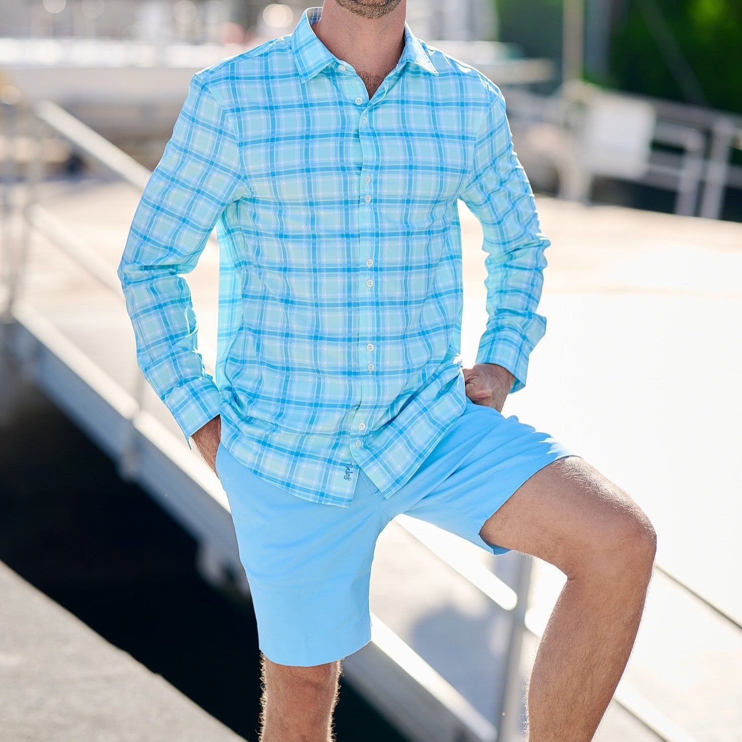 TABSBermuda_Mens_LSCheckShirt_Green_front3
