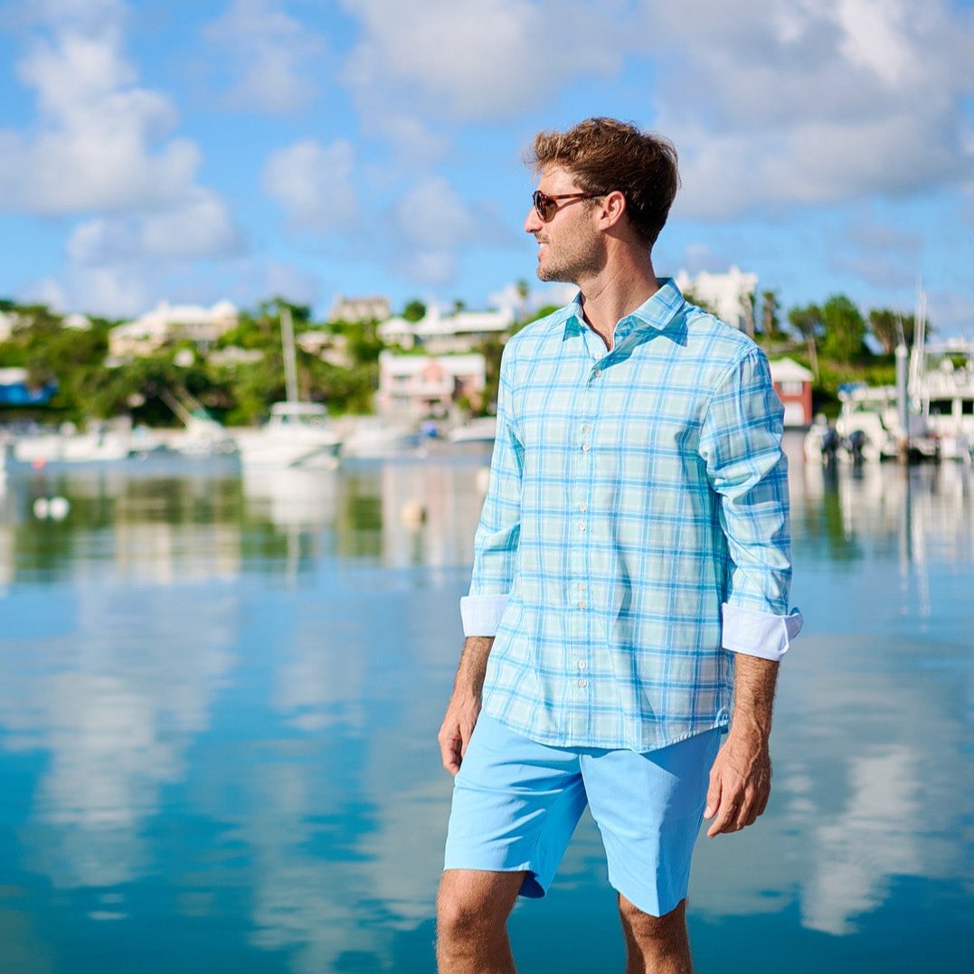 TABSBermuda_Mens_LSCheckShirt_Green_front3