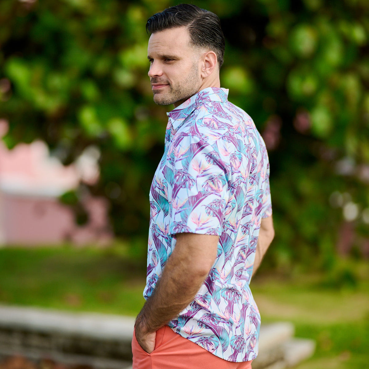 The Loren Men's Short Sleeve Cabana Shirt - Birds of Paradise