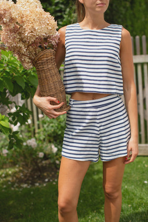 Marea Della Shorts - Navy Nautical Stripe