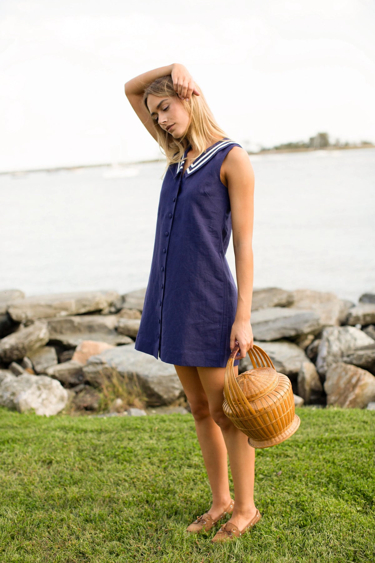 Marea Waterfront Shift Dress - Navy