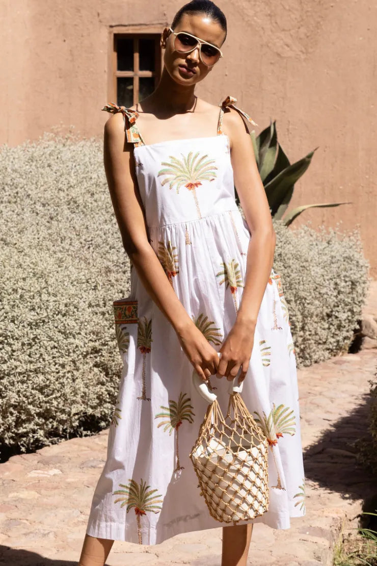 The Loren Oliphant Tie Strap Pocket Midi- Canary Green