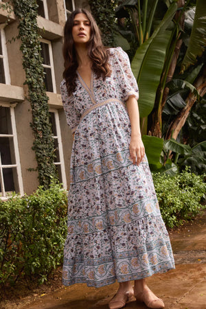 Oliphant V-Neck Cuffed Maxi - Cotswald Green