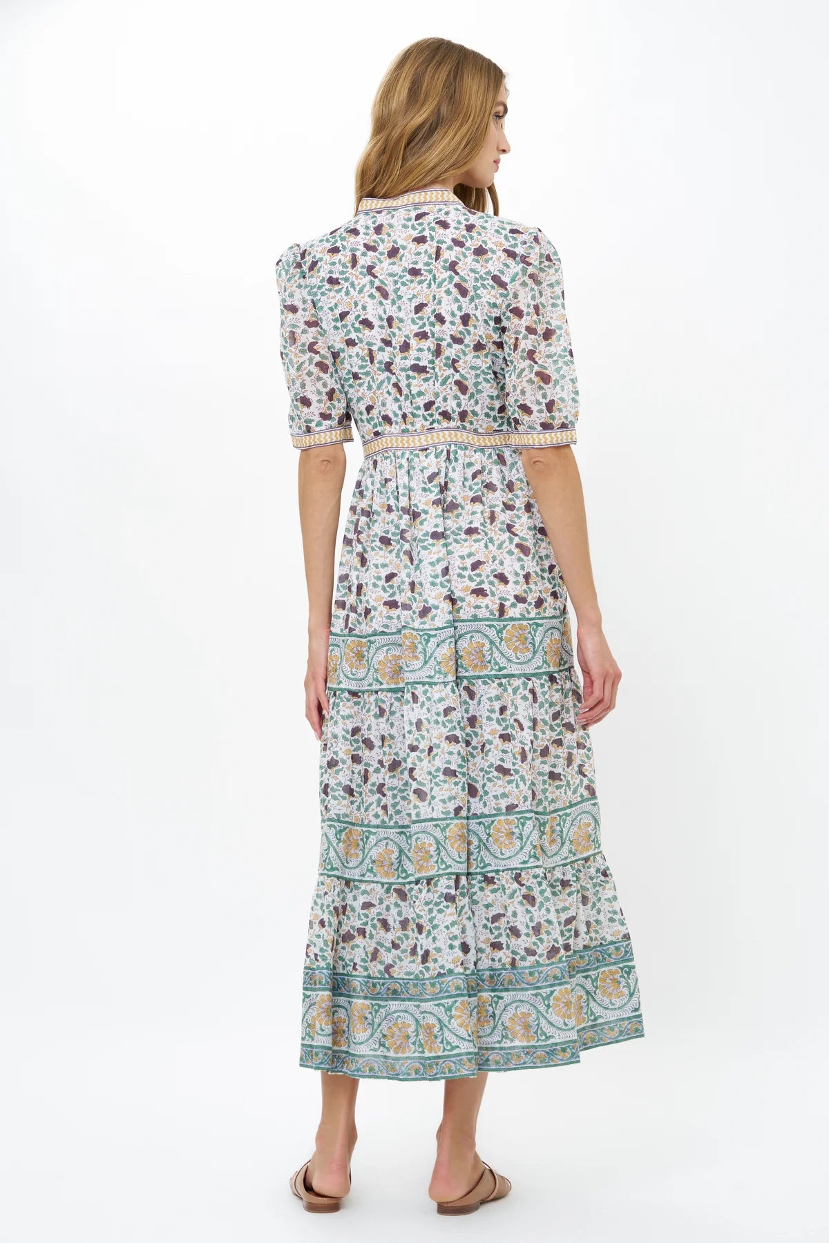 Oliphant V-Neck Cuffed Maxi - Cotswald Green