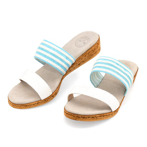 Charleston Shoe Co. Cecilia Sandal - Turquoise Stripe
