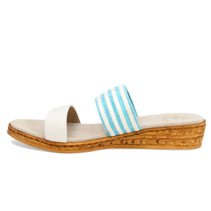 Charleston Shoe Co. Cecilia Sandal - Turquoise Stripe