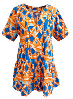 Marea Poplin Dress - Grecian Geo
