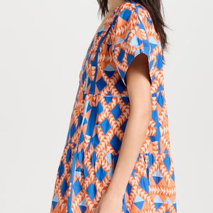 Marea Poplin Dress - Grecian Geo
