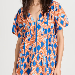 Marea Poplin Dress - Grecian Geo