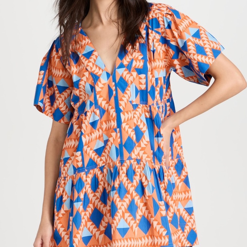 Marea Poplin Dress - Grecian Geo