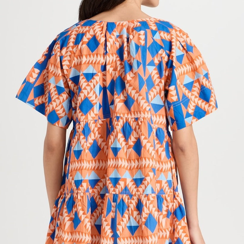 Marea Poplin Dress - Grecian Geo