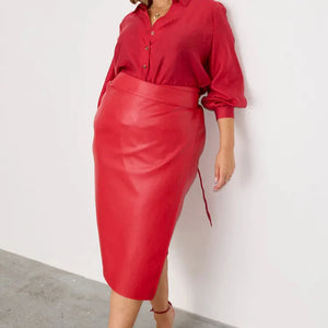 BDA Never Fully Dressed Leather Jaspre Skirt - Deep Red Vegan