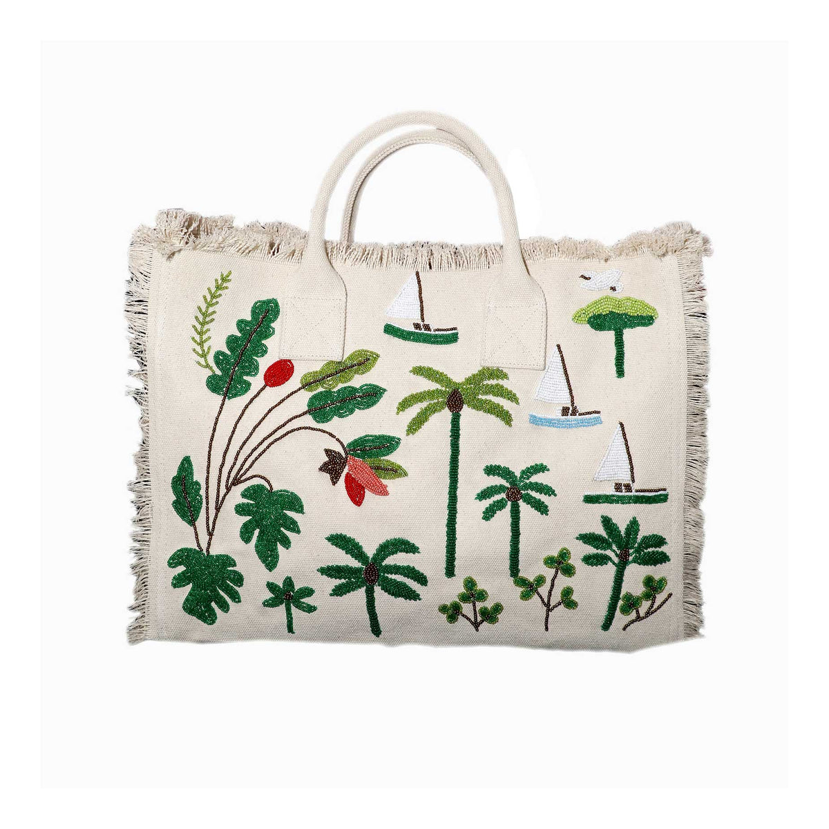 Tiana Design - Ruffle Tote - Trees/Boat