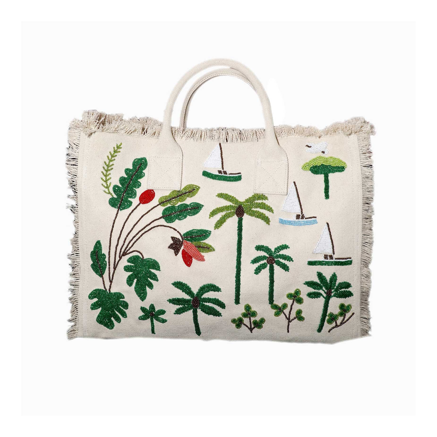 Tiana Design - Ruffle Tote - Trees/Boat