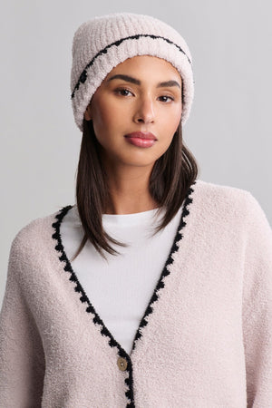 Barefoot Dreams CozyChic Ribbed Blanket Stitch Beanie - Stone
