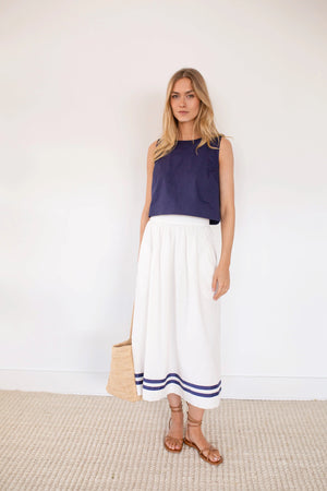 Marea Charlotte skirt - White with Navy Triim
