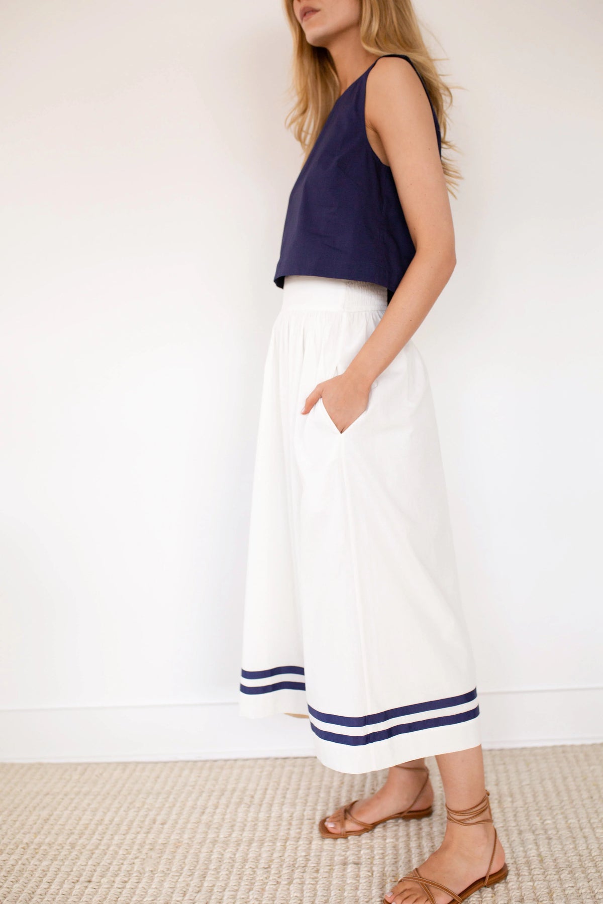 Marea Charlotte skirt - White with Navy Triim