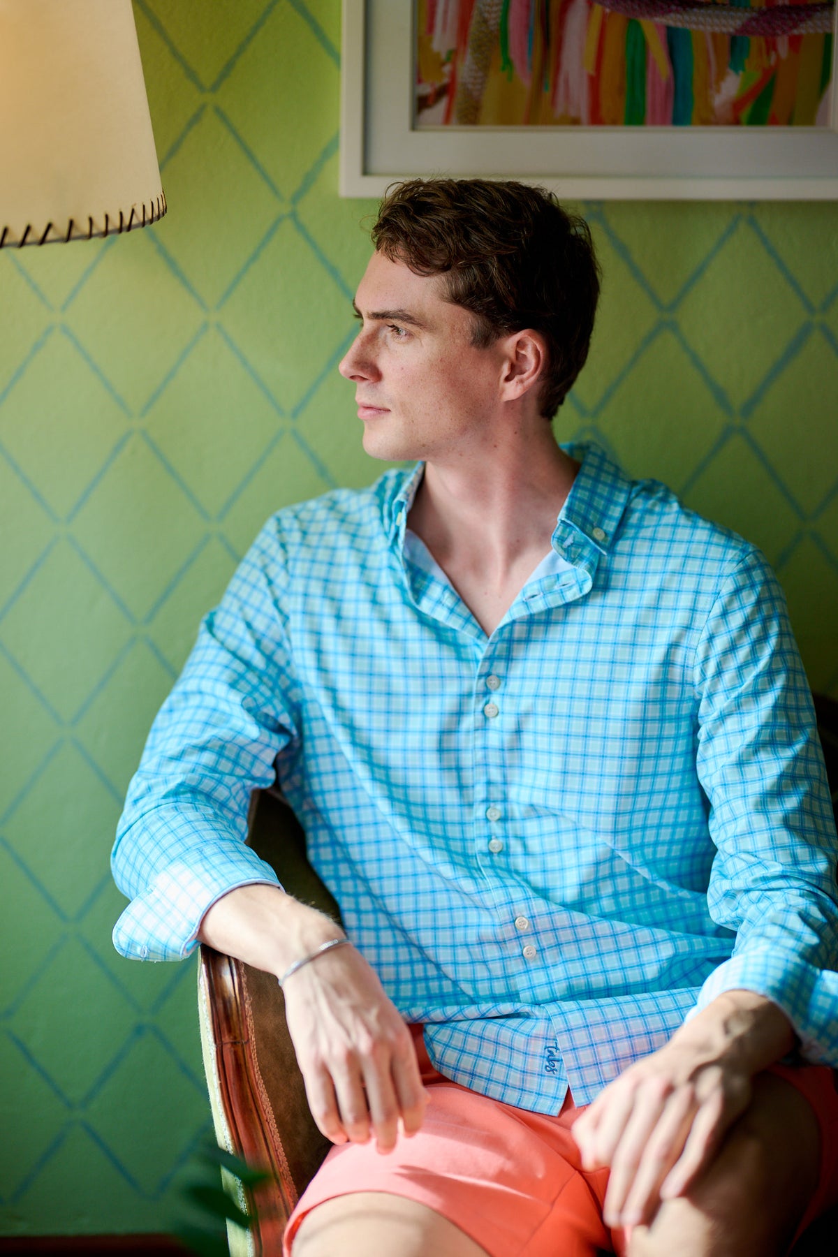 TABS Men's Button Up Checked Shirt - Palm Lane No.2