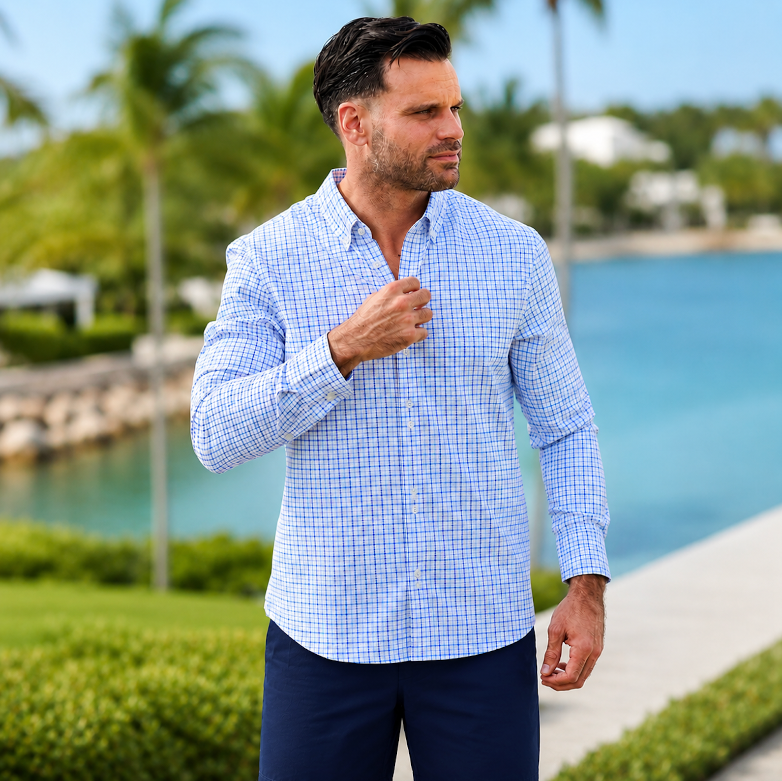 Men's Button Up Checked Shirt - Man O War