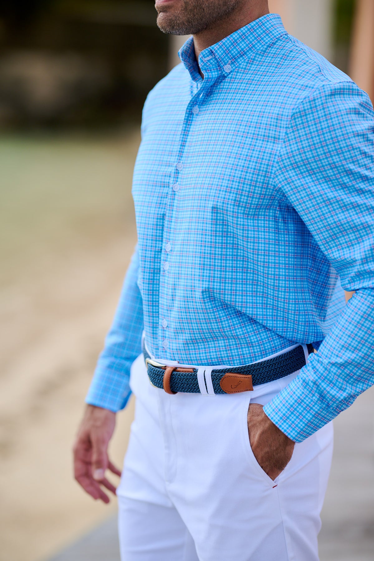 TABS Men's Button Up Checked Shirt - Whale Bay