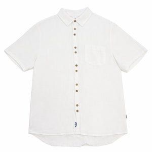 TABS Men's Short Sleeve Linen Shirt - Longtail White