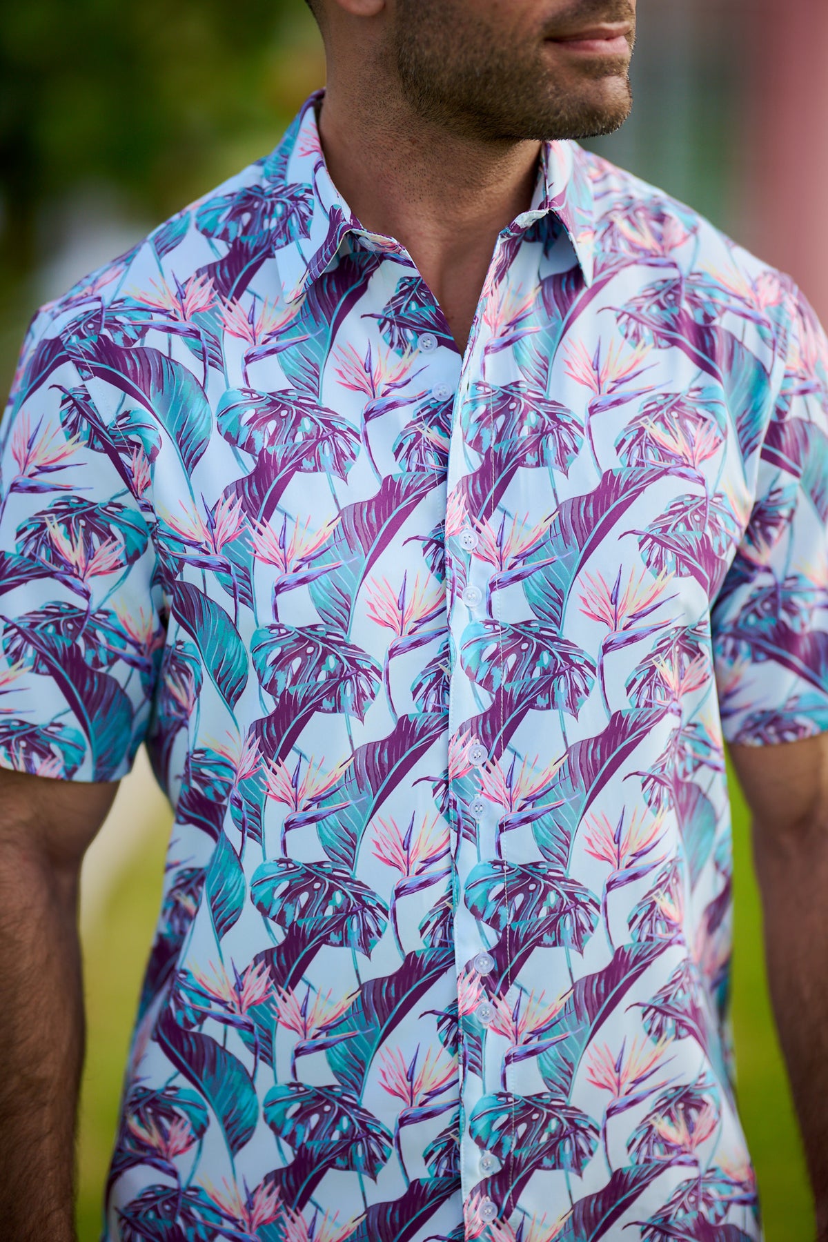 Men's Short Sleeve Performance Shirt - Birds of Paradise