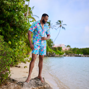man wearing floral set