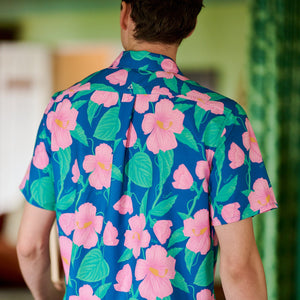 playing pool with hibiscus print
