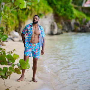 man wearing floral set