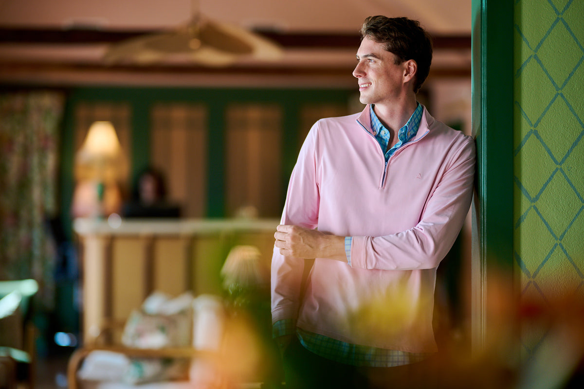 TABS Men's 1/4 Zip Pullover - Bermuda Pink