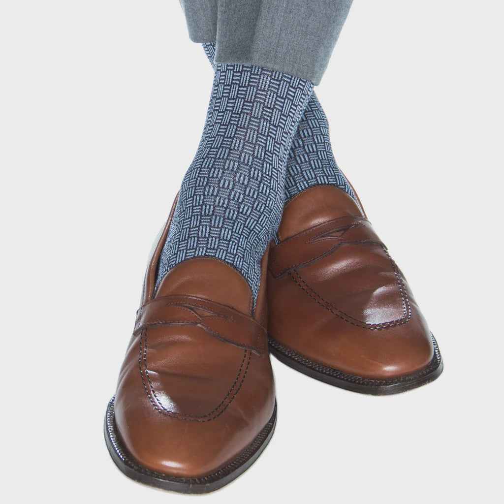 Dapper Classics Socks - Navy Cross Hatch