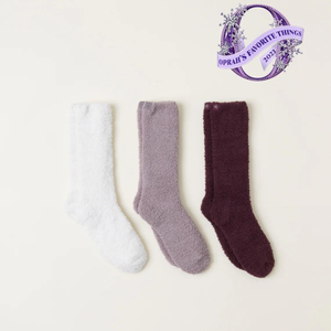 Barefoot Dreams CozyChic 3 Pair Sock Set - Fig Multi
