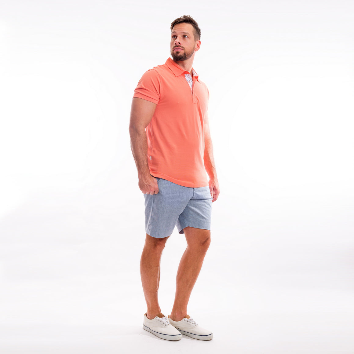 Blue Heron cotton linen Bermuda shorts