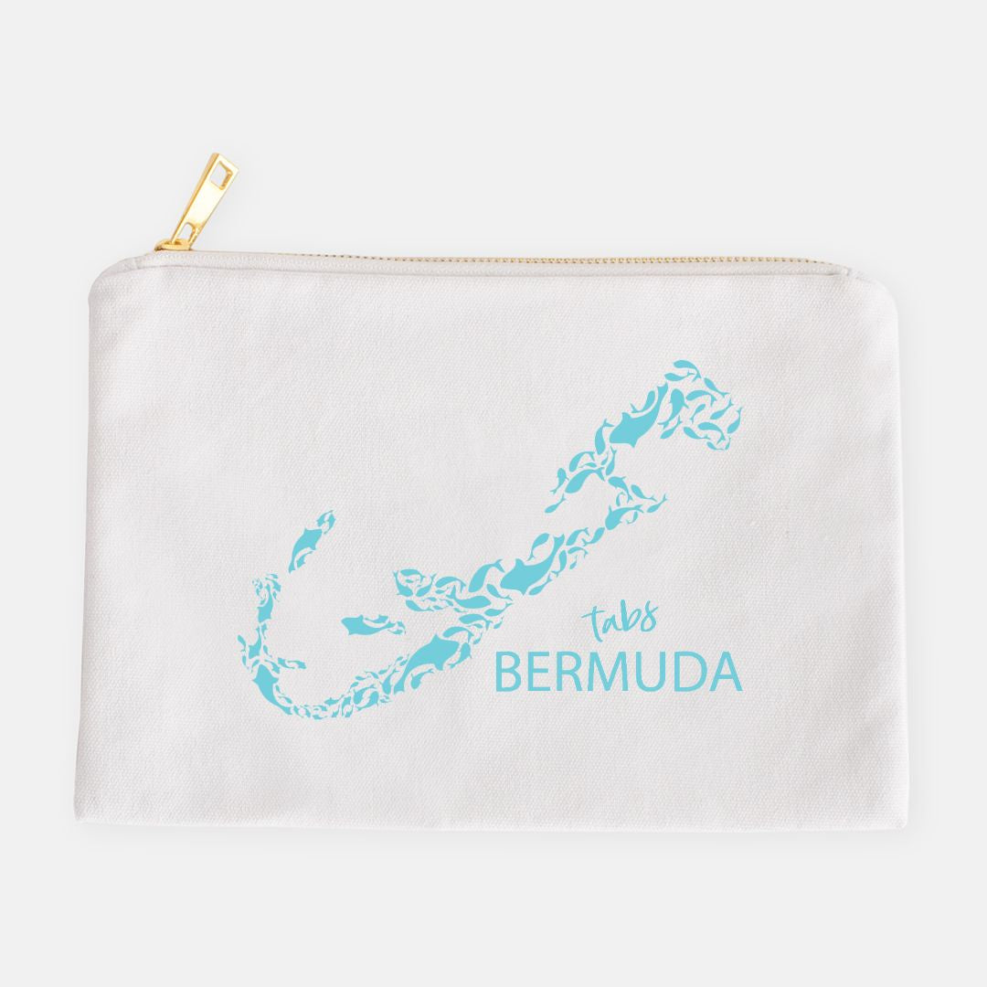 TABS Canvas Clutch Map - White