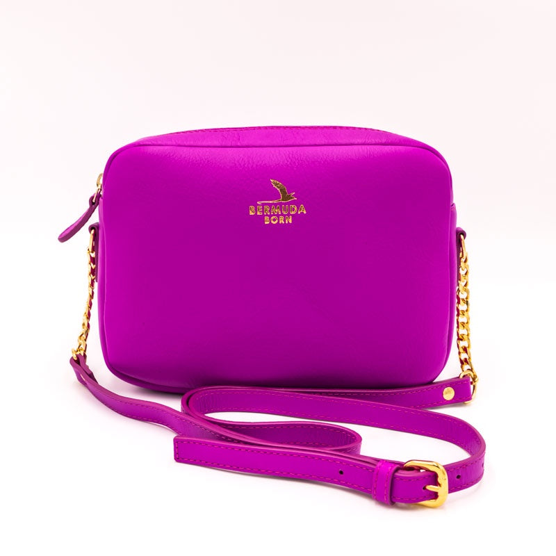 Bermuda Born Horseshoe Bay Cross Body Bag - Violet w. Gold Chains