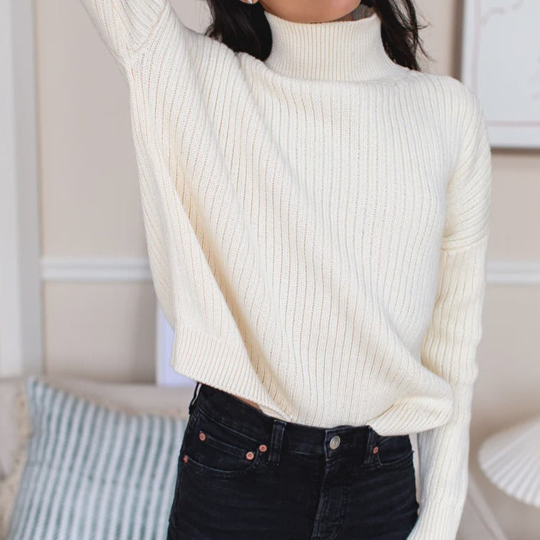 Emerson Fry Carolyn Funnel Neck Sweater - Ivory