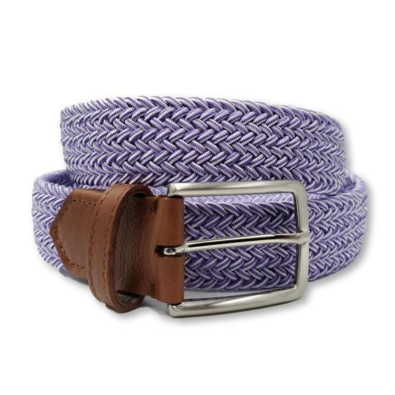 F. H. Wadsworth Elastic Stretch Belt - Purple & White