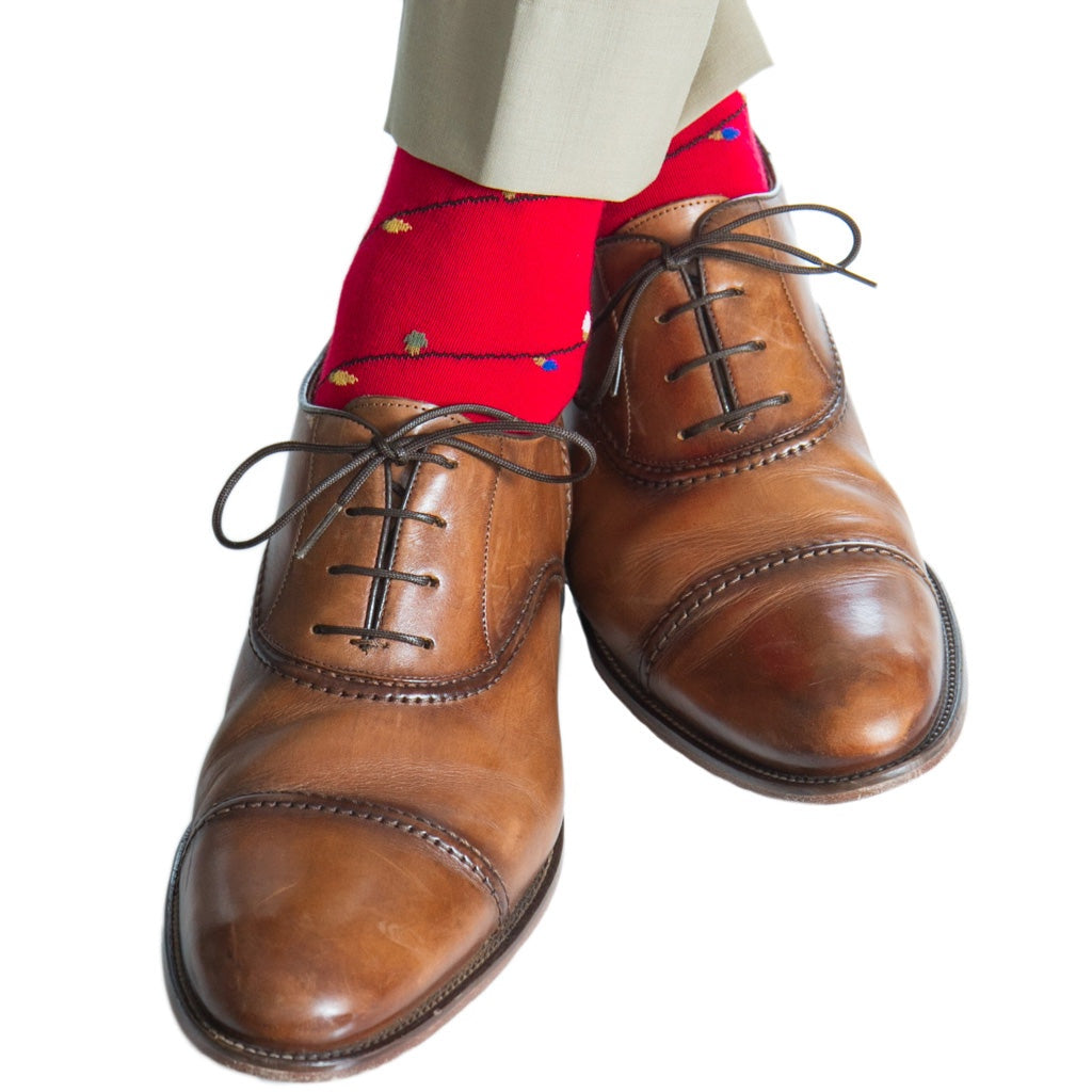 Dapper Classics Socks - Red Christmas Lights