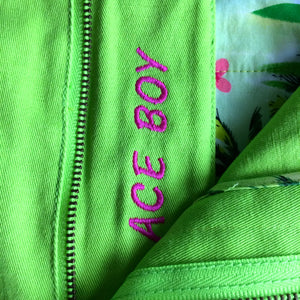 TABS Bay Grape Green with embroidery ACE BOY on fly