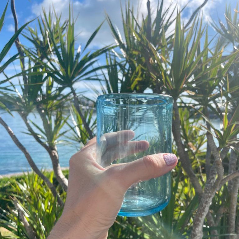 Laura Elizabeth Glass Cloud Tumblers -Turquoise - set of 4