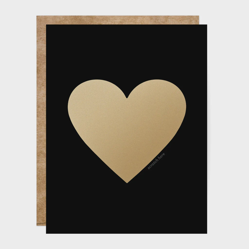 Inklings Paperie Card - Black & Gold Heart Scratch-Off