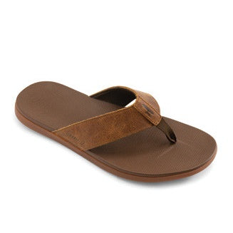 Johnnie-O Dockside Leather Flip Flops - Brown