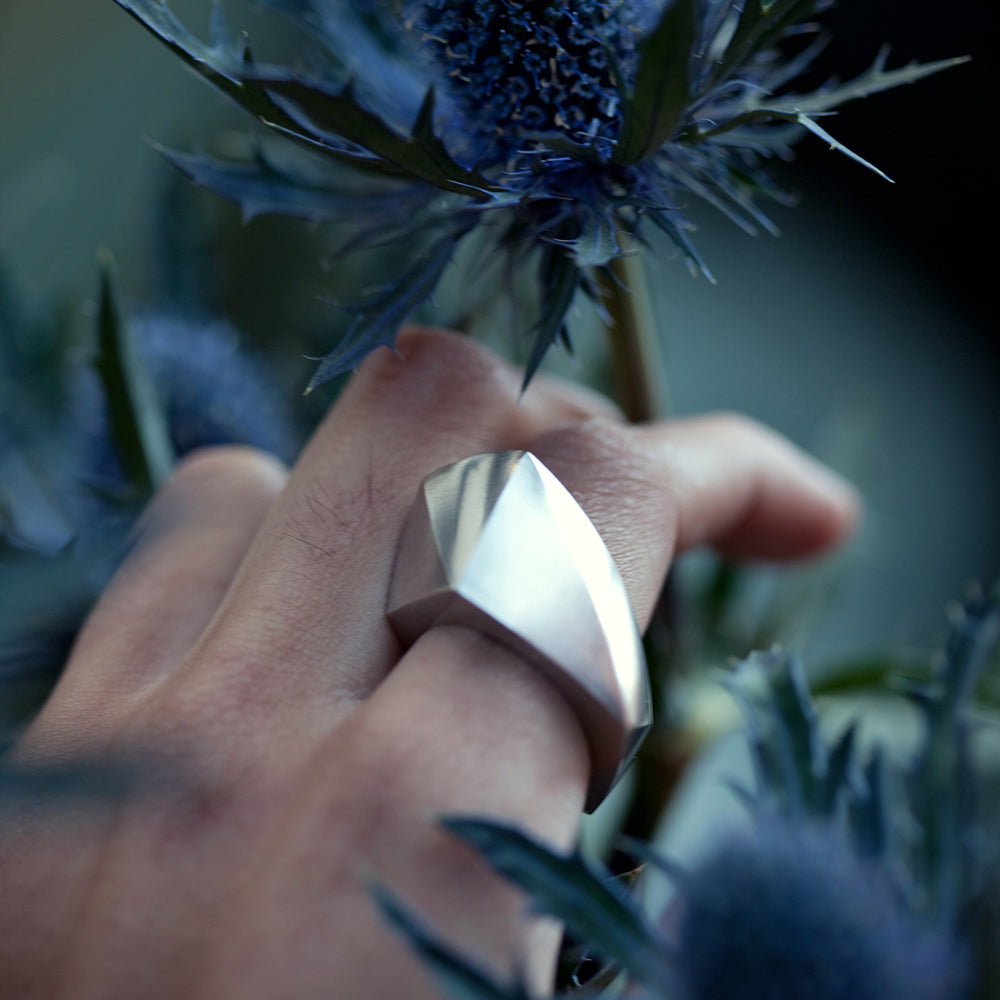 Melanie Eddy High Profile Faceted Ring
