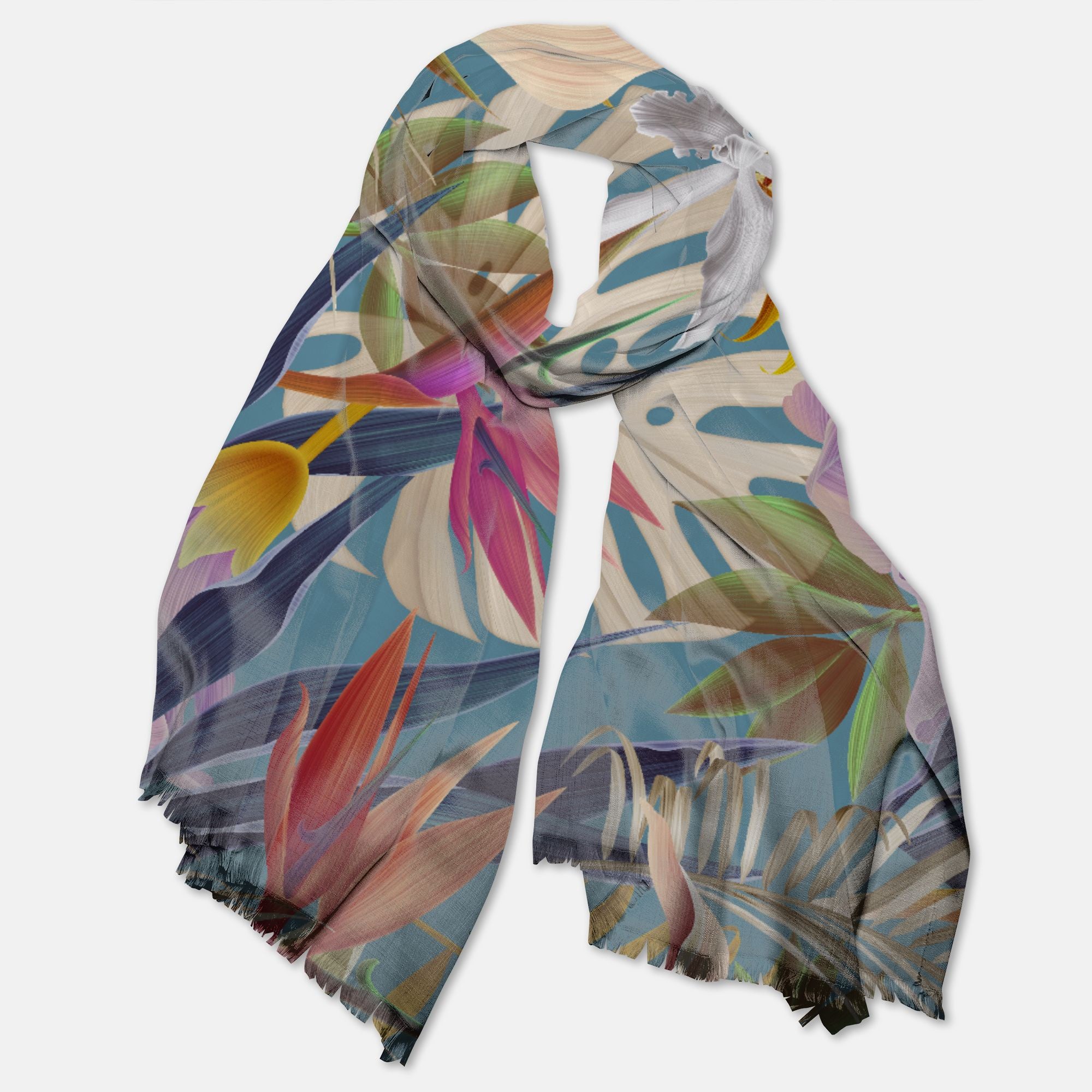 TABS Pashmina Scarf - Botanical Gardens - Dusk Blue