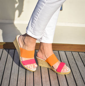 Charleston Shoe Co. Backless Cooper - Pink & Orange